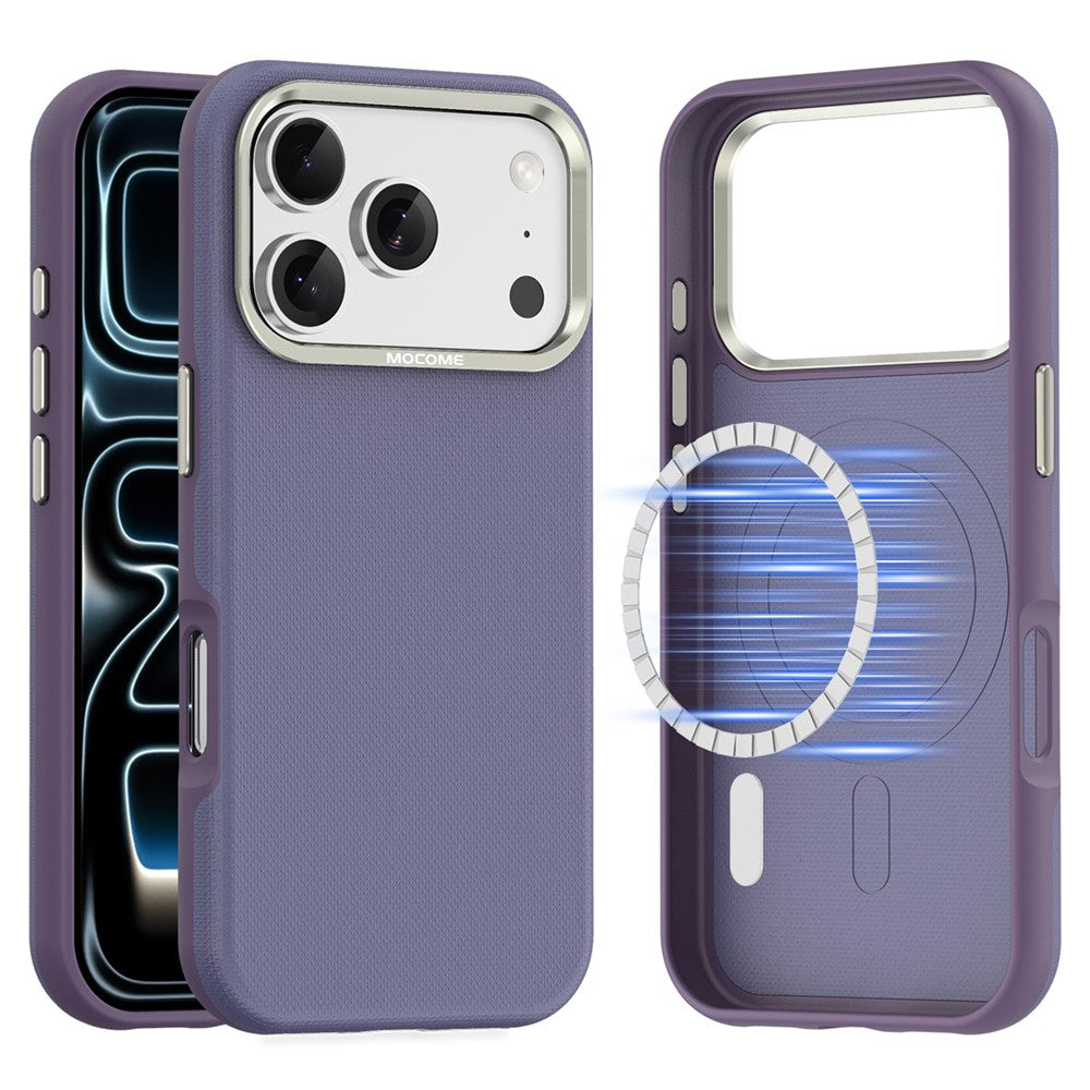 Til iPhone 18 Pro Cover Kompatibelt med MagSafe Fint Gittermønster Læderbelagt TPU PC Telefoncover med Metal Linseramme