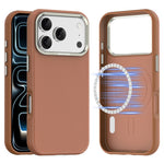 Til iPhone 18 Pro Cover Kompatibelt med MagSafe Fint Gittermønster Læderbelagt TPU PC Telefoncover med Metal Linseramme