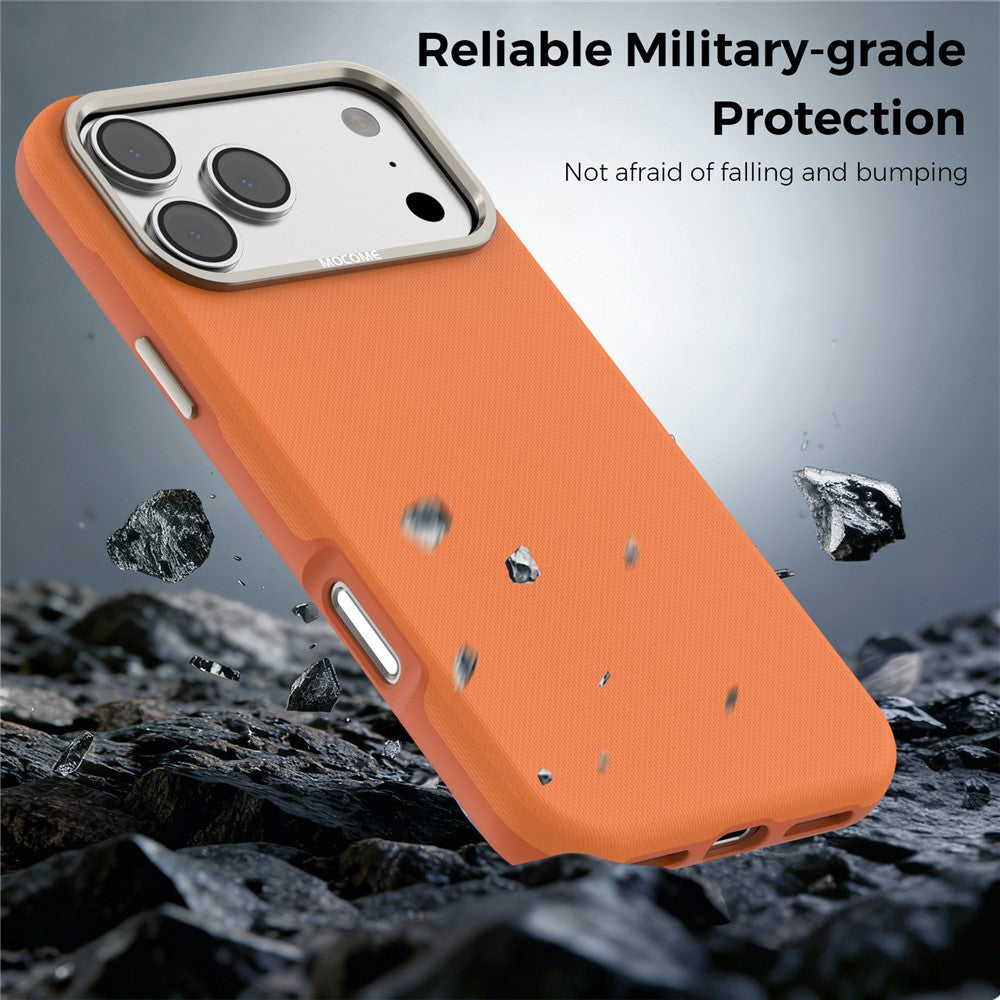 For iPhone 18 Pro Max Case Compatible with MagSafe Fine Grid Texture Leather Coated TPU PC Phone Cover with Metal Lens Frame