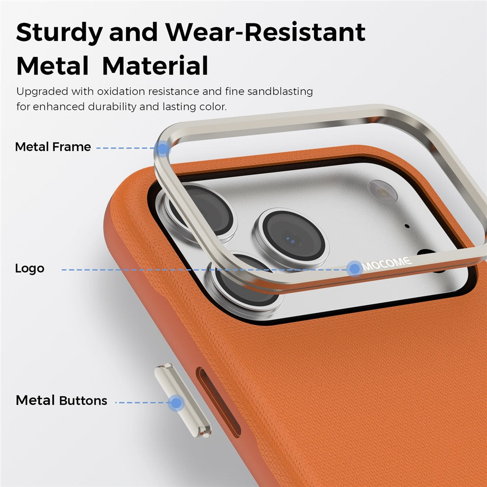 For iPhone 18 Pro Max Case Compatible with MagSafe Fine Grid Texture Leather Coated TPU PC Phone Cover with Metal Lens Frame