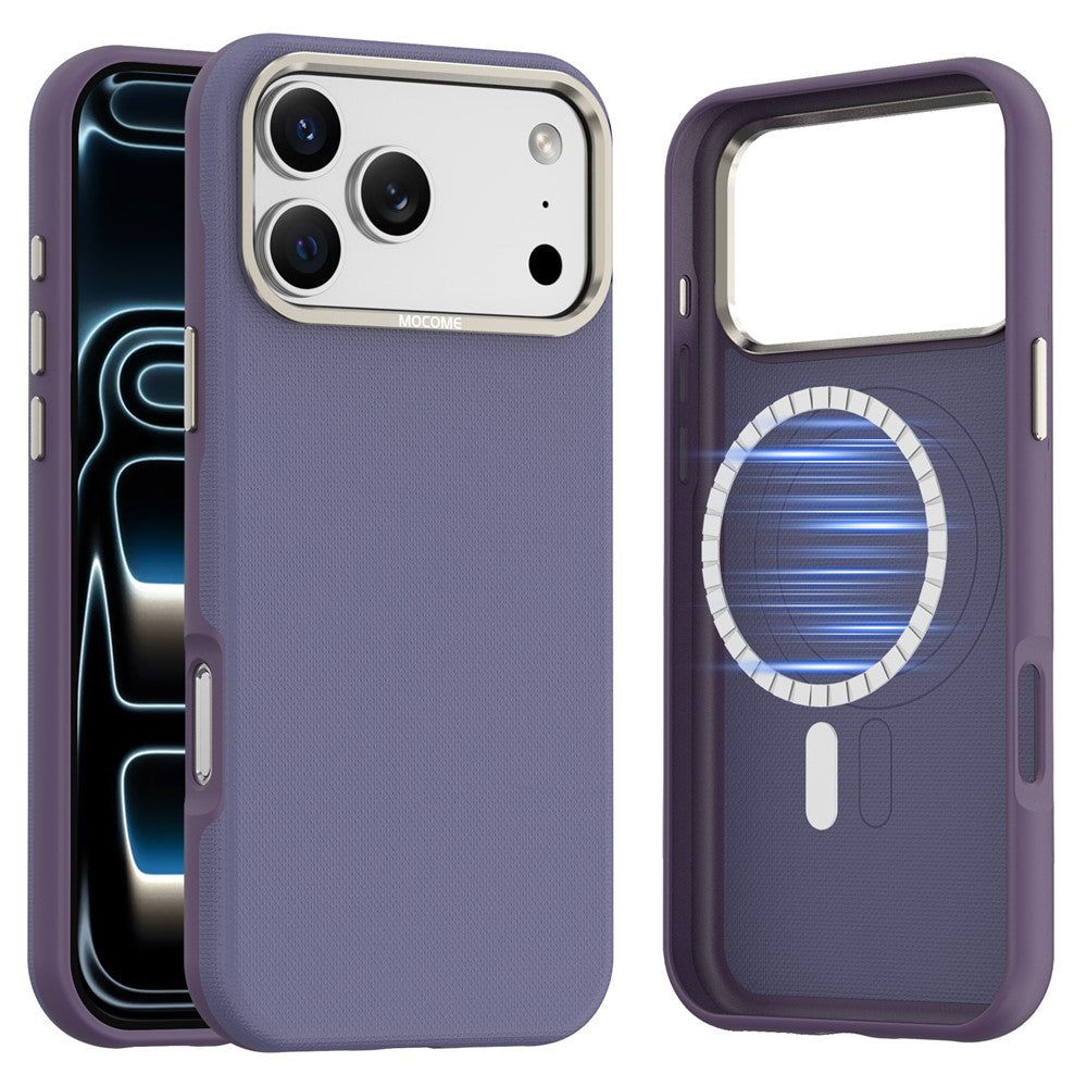 For iPhone 18 Pro Max Case Compatible with MagSafe Fine Grid Texture Leather Coated TPU PC Phone Cover with Metal Lens Frame