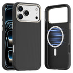 For iPhone 18 Pro Max Case Compatible with MagSafe Fine Grid Texture Leather Coated TPU PC Phone Cover with Metal Lens Frame