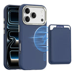 For iPhone 18 Pro Case Compatible with MagSafe Fine Grid Texture Leather Back Phone Cover with Detachable Card Holder