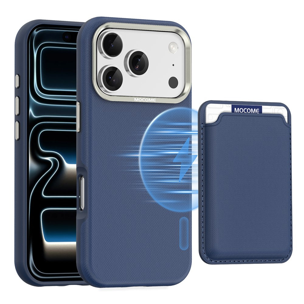 For iPhone 18 Pro Case Compatible with MagSafe Fine Grid Texture Leather Back Phone Cover with Detachable Card Holder