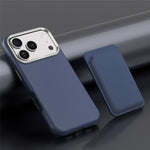 For iPhone 18 Pro Case Compatible with MagSafe Fine Grid Texture Leather Back Phone Cover with Detachable Card Holder