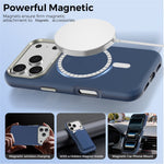 For iPhone 18 Pro Case Compatible with MagSafe Fine Grid Texture Leather Back Phone Cover with Detachable Card Holder