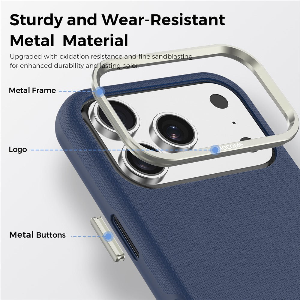 For iPhone 18 Pro Case Compatible with MagSafe Fine Grid Texture Leather Back Phone Cover with Detachable Card Holder
