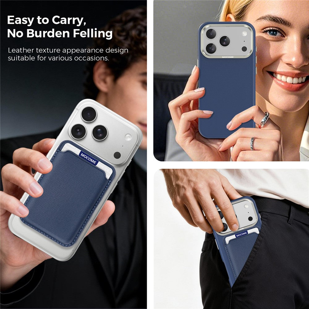 For iPhone 18 Pro Case Compatible with MagSafe Fine Grid Texture Leather Back Phone Cover with Detachable Card Holder