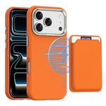 For iPhone 18 Pro Case Compatible with MagSafe Fine Grid Texture Leather Back Phone Cover with Detachable Card Holder