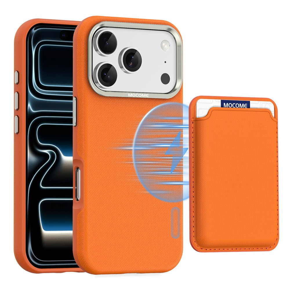 For iPhone 18 Pro Case Compatible with MagSafe Fine Grid Texture Leather Back Phone Cover with Detachable Card Holder