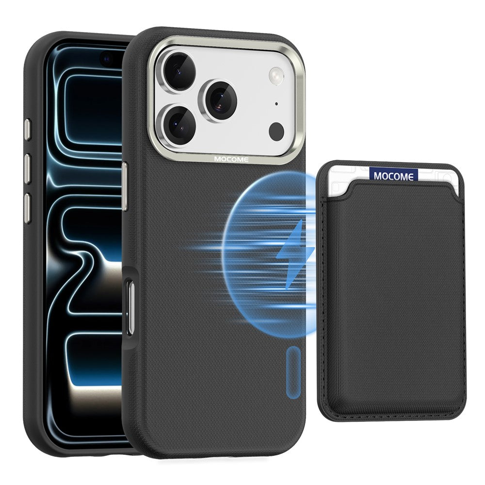 For iPhone 18 Pro Case Compatible with MagSafe Fine Grid Texture Leather Back Phone Cover with Detachable Card Holder
