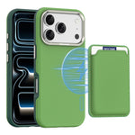 For iPhone 18 Pro Case Compatible with MagSafe Fine Grid Texture Leather Back Phone Cover with Detachable Card Holder