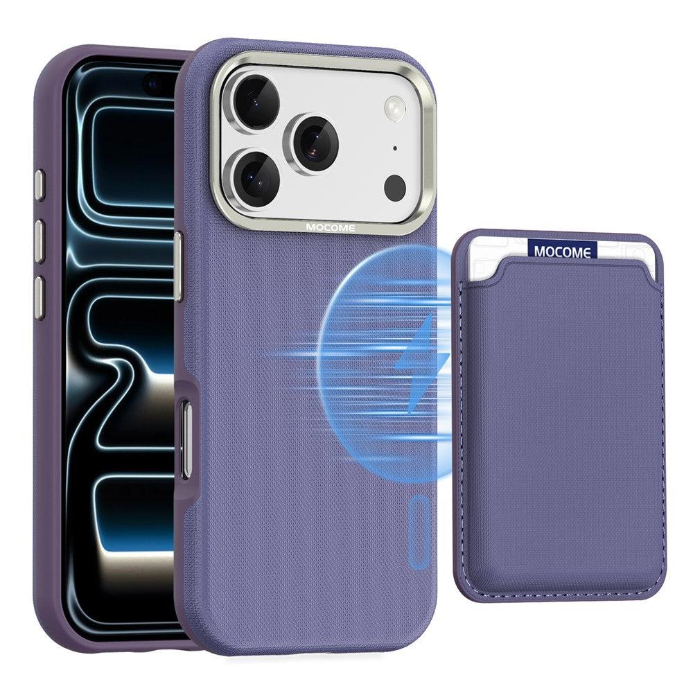 For iPhone 18 Pro Case Compatible with MagSafe Fine Grid Texture Leather Back Phone Cover with Detachable Card Holder