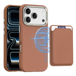 For iPhone 18 Pro Case Compatible with MagSafe Fine Grid Texture Leather Back Phone Cover with Detachable Card Holder
