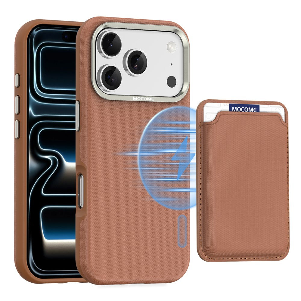 For iPhone 18 Pro Case Compatible with MagSafe Fine Grid Texture Leather Back Phone Cover with Detachable Card Holder