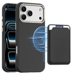 For iPhone 18 Pro Max Case Compatible with MagSafe Fine Grid Texture Leather Back Phone Cover with Detachable Card Holder