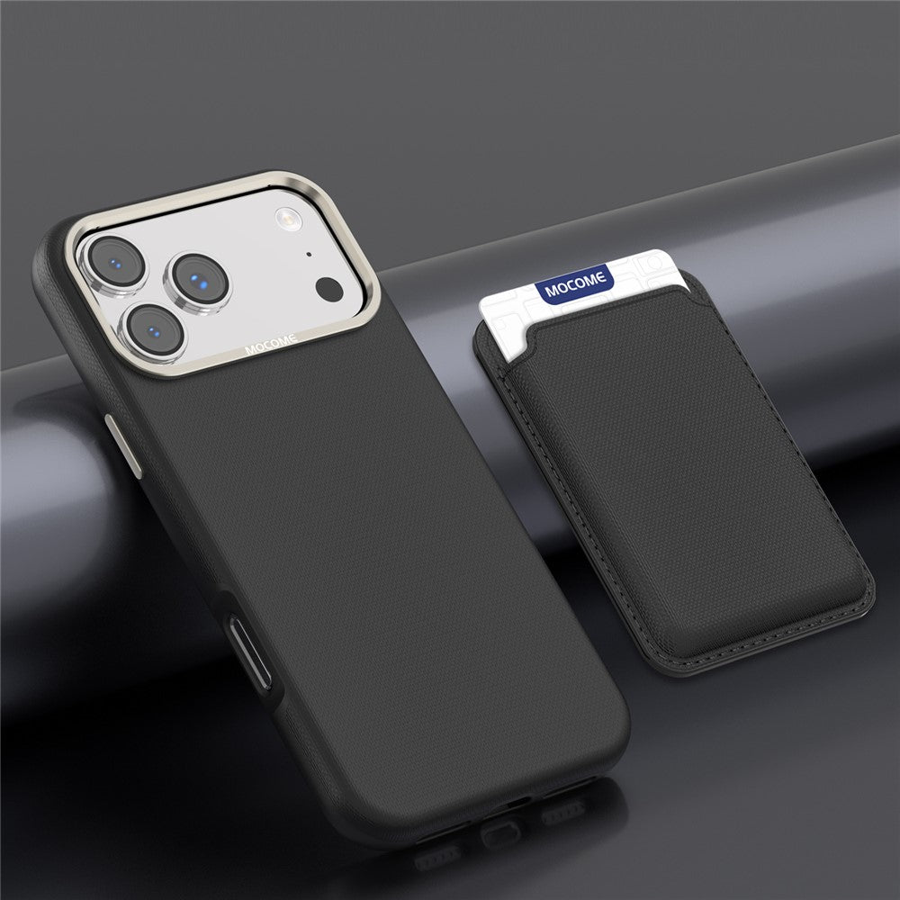 For iPhone 18 Pro Max Case Compatible with MagSafe Fine Grid Texture Leather Back Phone Cover with Detachable Card Holder