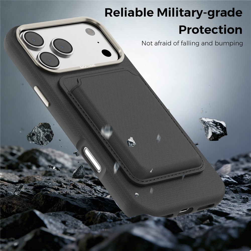 For iPhone 18 Pro Max Case Compatible with MagSafe Fine Grid Texture Leather Back Phone Cover with Detachable Card Holder
