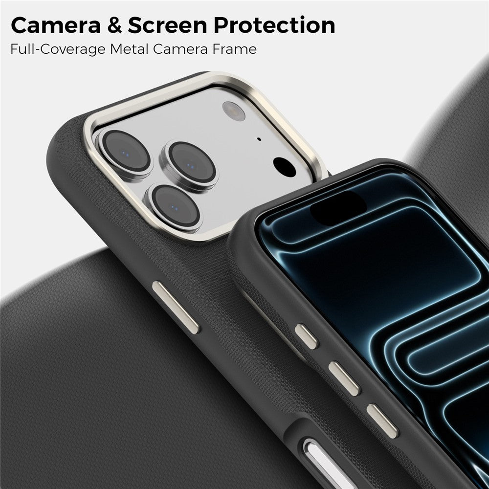 For iPhone 18 Pro Max Case Compatible with MagSafe Fine Grid Texture Leather Back Phone Cover with Detachable Card Holder