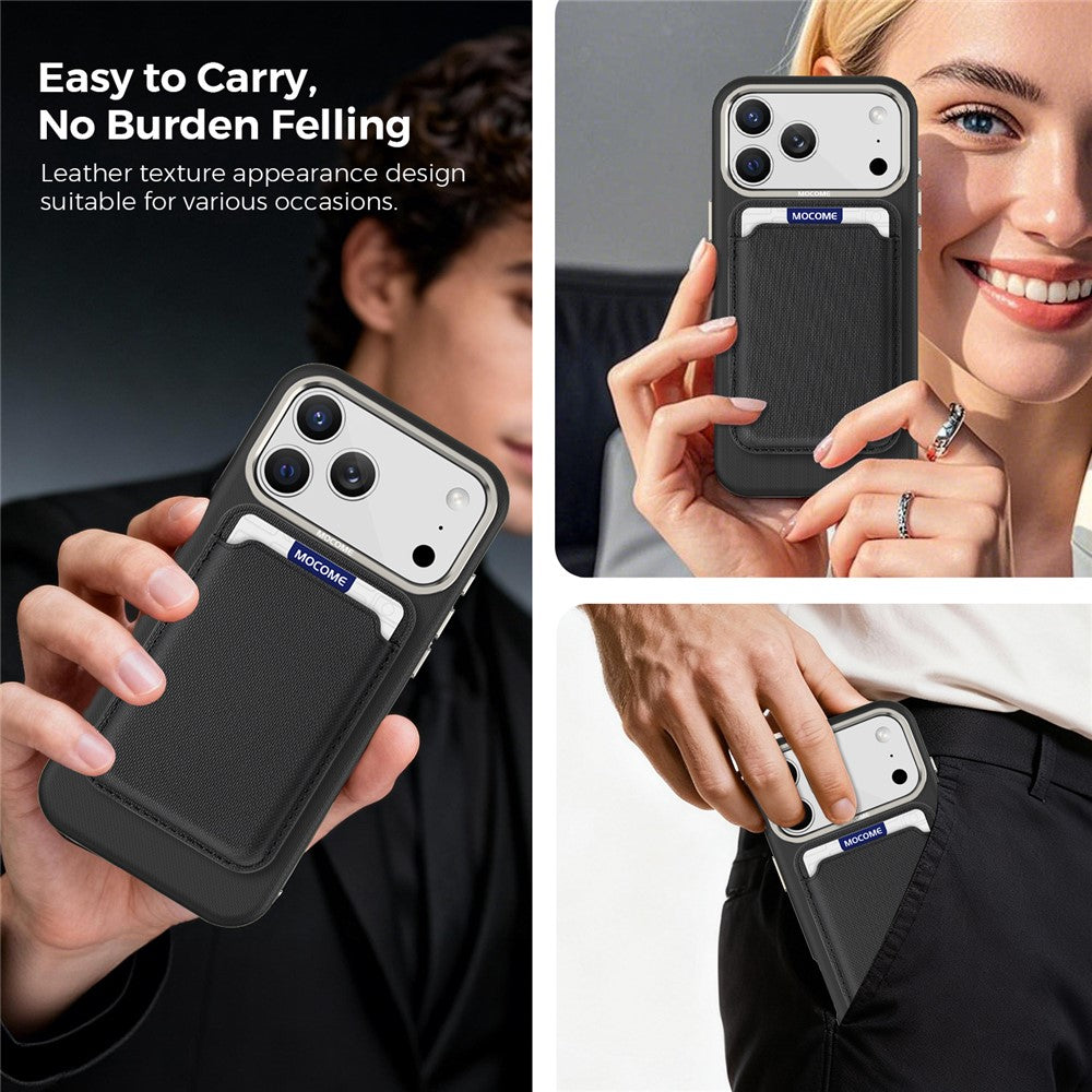 For iPhone 18 Pro Max Case Compatible with MagSafe Fine Grid Texture Leather Back Phone Cover with Detachable Card Holder