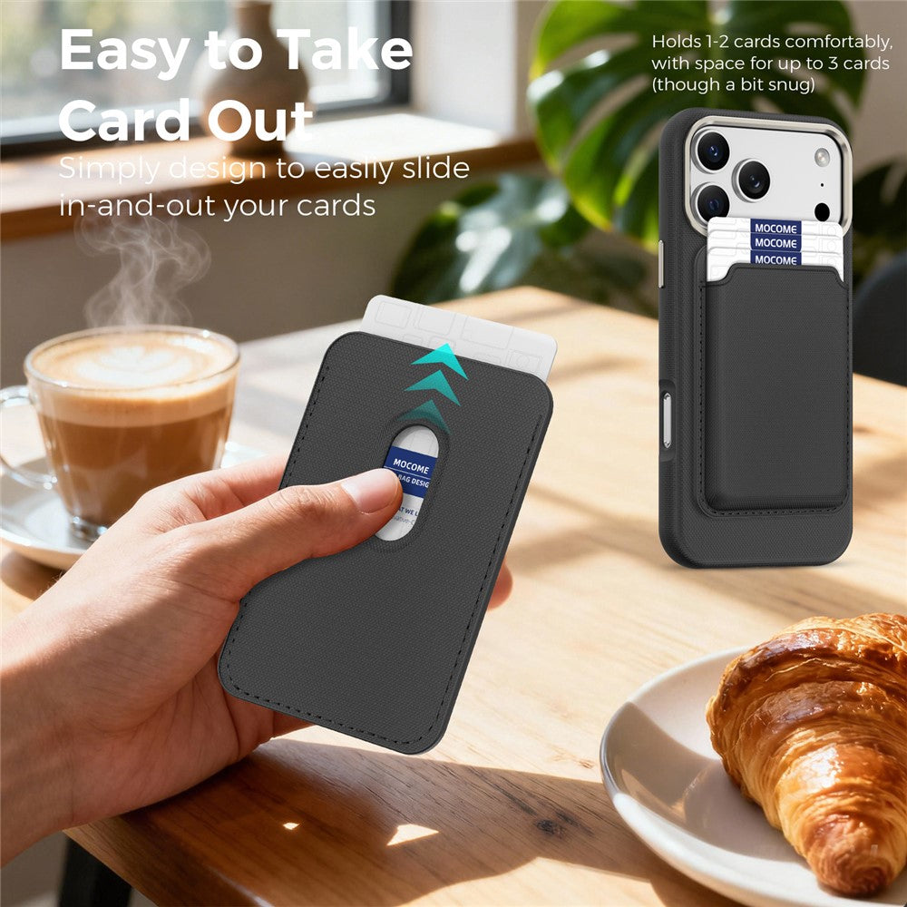 For iPhone 18 Pro Max Case Compatible with MagSafe Fine Grid Texture Leather Back Phone Cover with Detachable Card Holder
