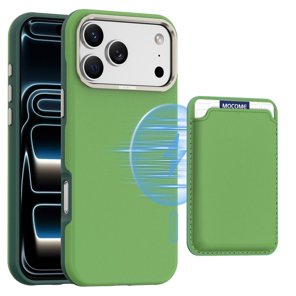 For iPhone 18 Pro Max Case Compatible with MagSafe Fine Grid Texture Leather Back Phone Cover with Detachable Card Holder