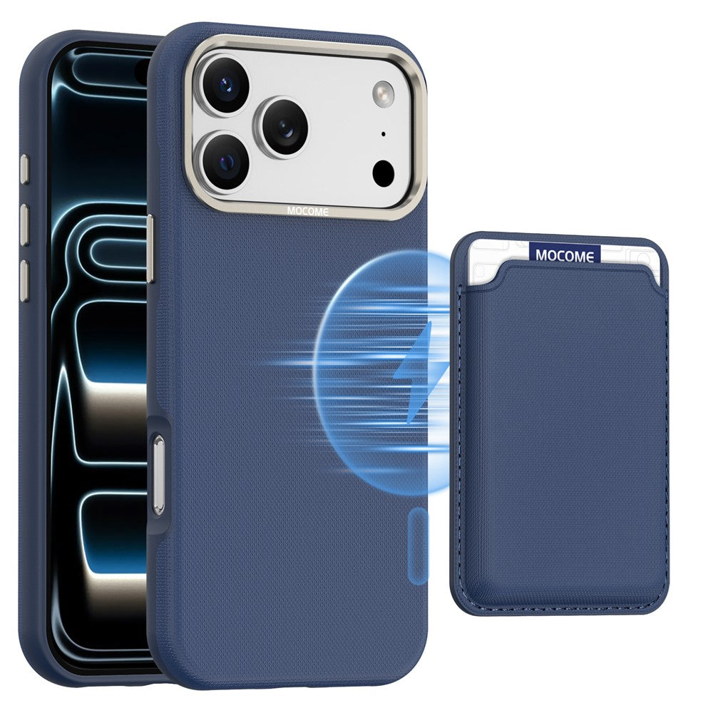For iPhone 18 Pro Max Case Compatible with MagSafe Fine Grid Texture Leather Back Phone Cover with Detachable Card Holder