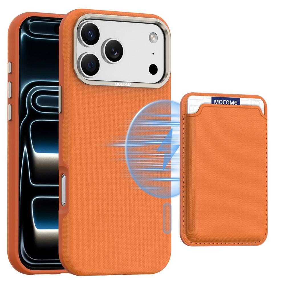 For iPhone 18 Pro Max Case Compatible with MagSafe Fine Grid Texture Leather Back Phone Cover with Detachable Card Holder