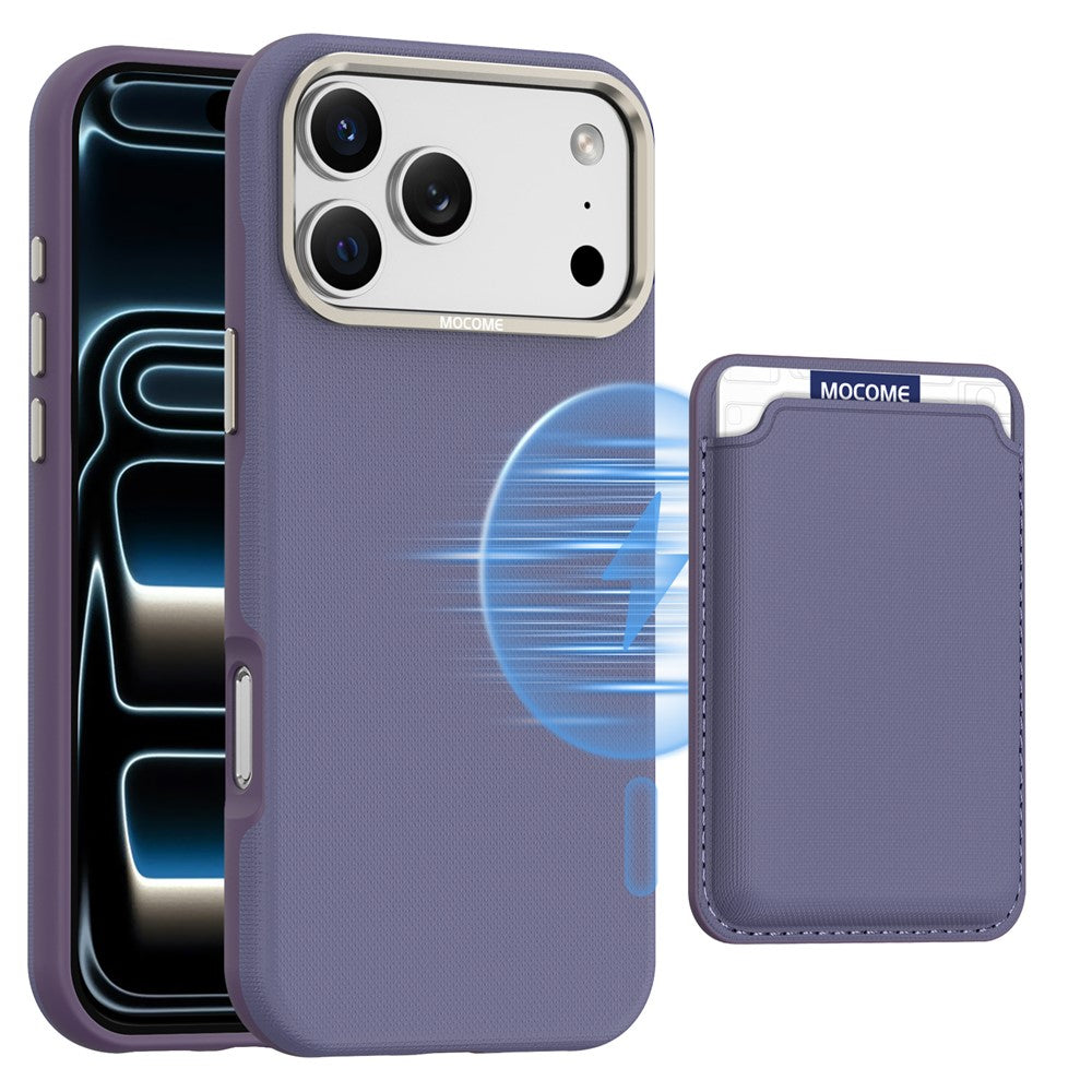 For iPhone 18 Pro Max Case Compatible with MagSafe Fine Grid Texture Leather Back Phone Cover with Detachable Card Holder