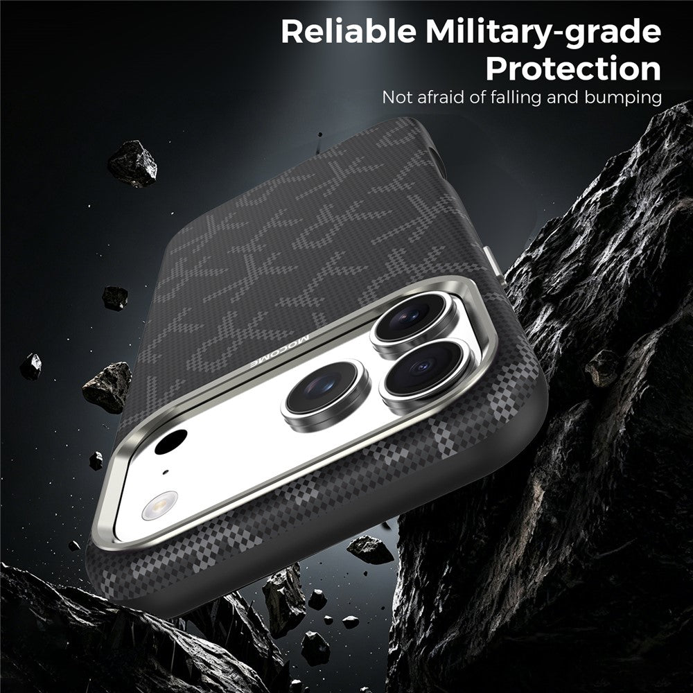 For iPhone 18 Pro Max Magnetic Case Aramid Fiber Texture Leather + PC + TPU Shockproof Phone Cover