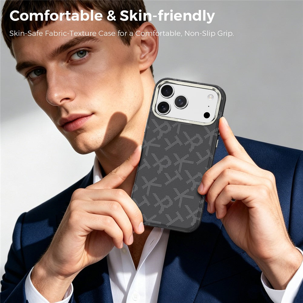 For iPhone 18 Pro Max Magnetic Case Aramid Fiber Texture Leather + PC + TPU Shockproof Phone Cover