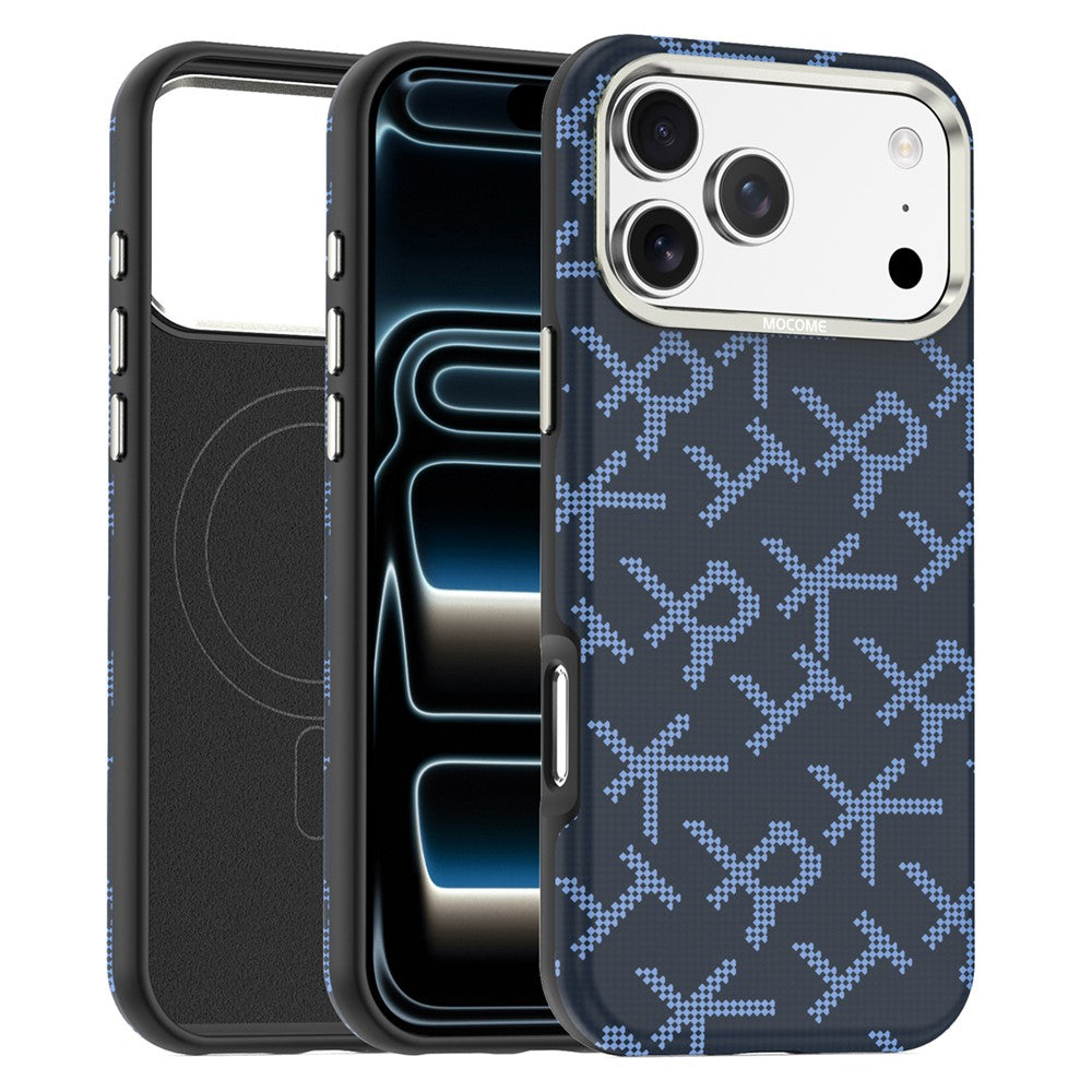 For iPhone 18 Pro Max Magnetic Case Aramid Fiber Texture Leather + PC + TPU Shockproof Phone Cover