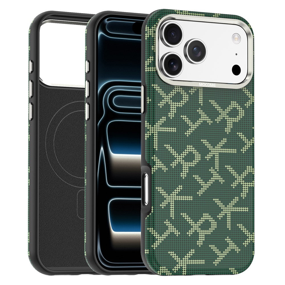 For iPhone 18 Pro Max Magnetic Case Aramid Fiber Texture Leather + PC + TPU Shockproof Phone Cover