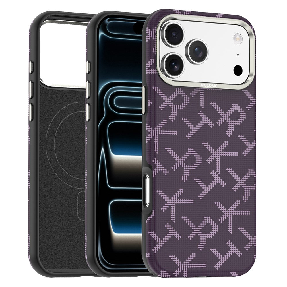 Magnetiskt skal för iPhone 18 Pro Max i aramidfibertexturerat läder + PC + TPU, stötsäkert mobilskal