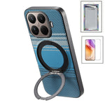 Xiaomi 17T-etui med magnetisk støttefod, læder + TPU-mobilcover med skærmbeskytter af hærdet glas