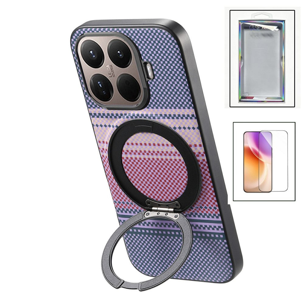 Xiaomi 17T-etui med magnetisk støttefod, læder + TPU-mobilcover med skærmbeskytter af hærdet glas