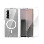 For Samsung Galaxy Z Fold7 5G Magnetic Case Shockproof Acrylic Clear Cover with Tempered Glass Screen Protector