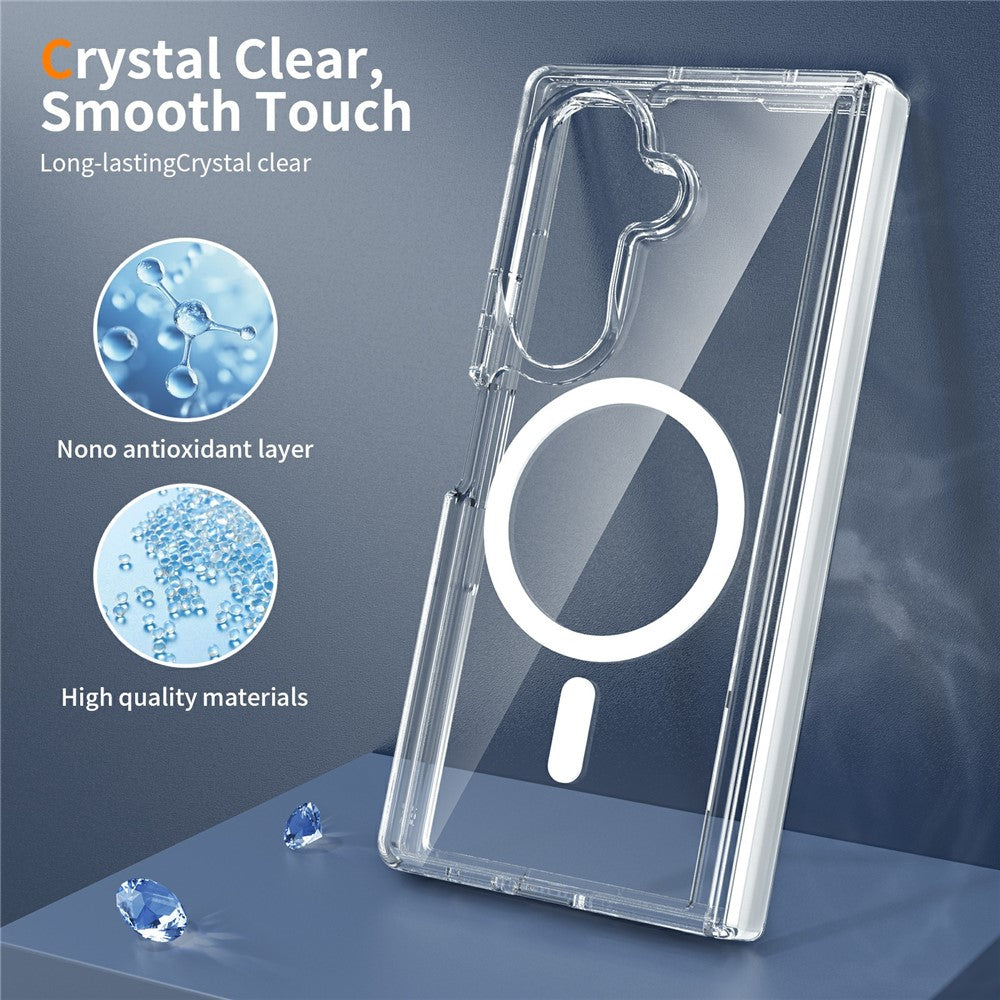 For Samsung Galaxy Z Fold7 5G Magnetic Case Shockproof Acrylic Clear Cover with Tempered Glass Screen Protector
