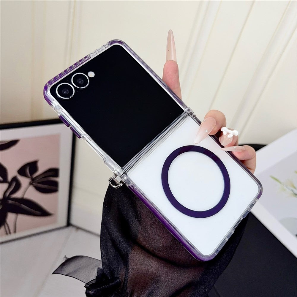 Til Samsung Galaxy Z Flip7 5G Magnetisk Etui Dual-Color Design Stødabsorberende TPU Telefoncover