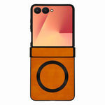 Til Samsung Galaxy Z Flip7 5G Magnetisk Etui Stribet Tekstur Læder + PC + TPU Telefoncover