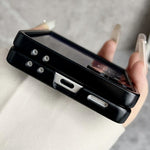 For Samsung Galaxy Z Flip7 5G Magnetic Case Pixelated Letter Pattern Leather + PC Folding Phone Cover with Ring Kickstand