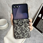 For Samsung Galaxy Z Flip7 5G Magnetic Case Pixelated Letter Pattern Leather + PC Folding Phone Cover with Ring Kickstand