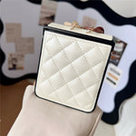 For Samsung Galaxy Z Flip7 5G Case Air Cushion V-Pattern Diamond Grid Leather + PC Phone Cover with Lanyard