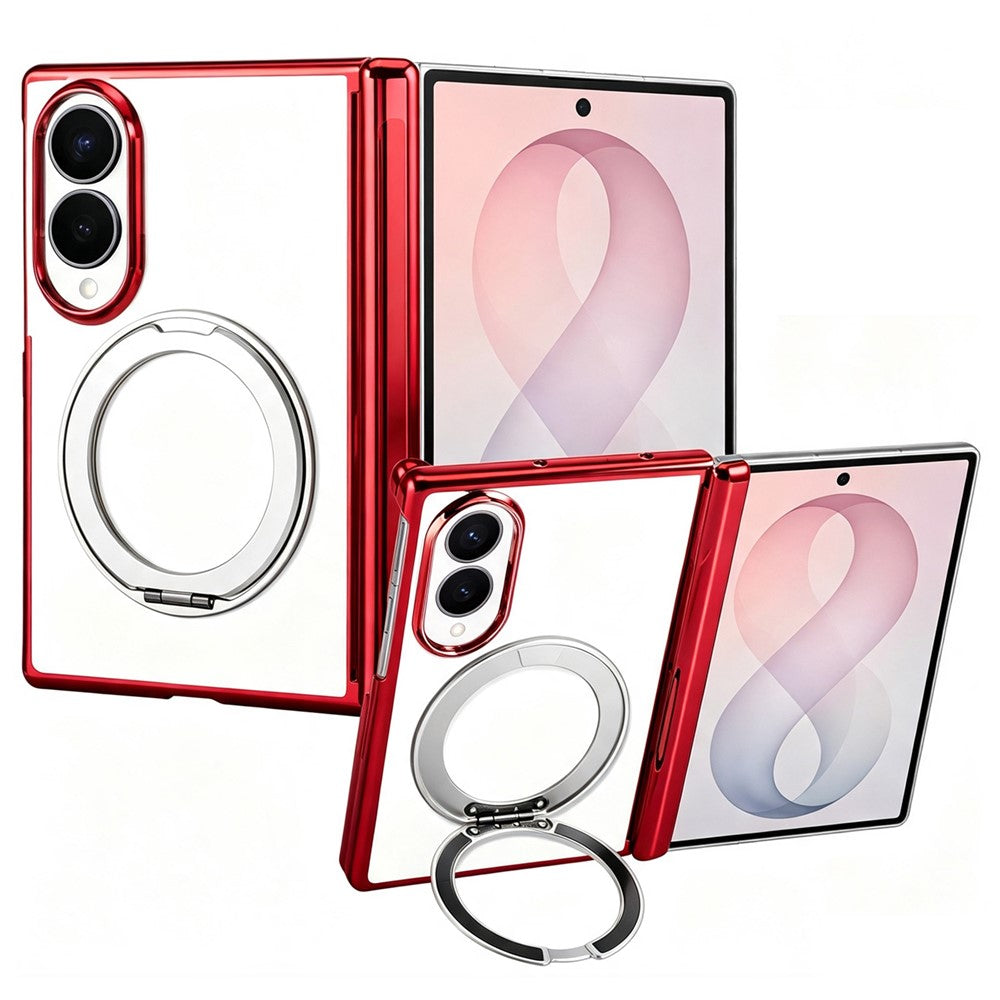 For Samsung Galaxy Z Fold8 Case Magnetic Rotating Kickstand Clear PC Phone Cover