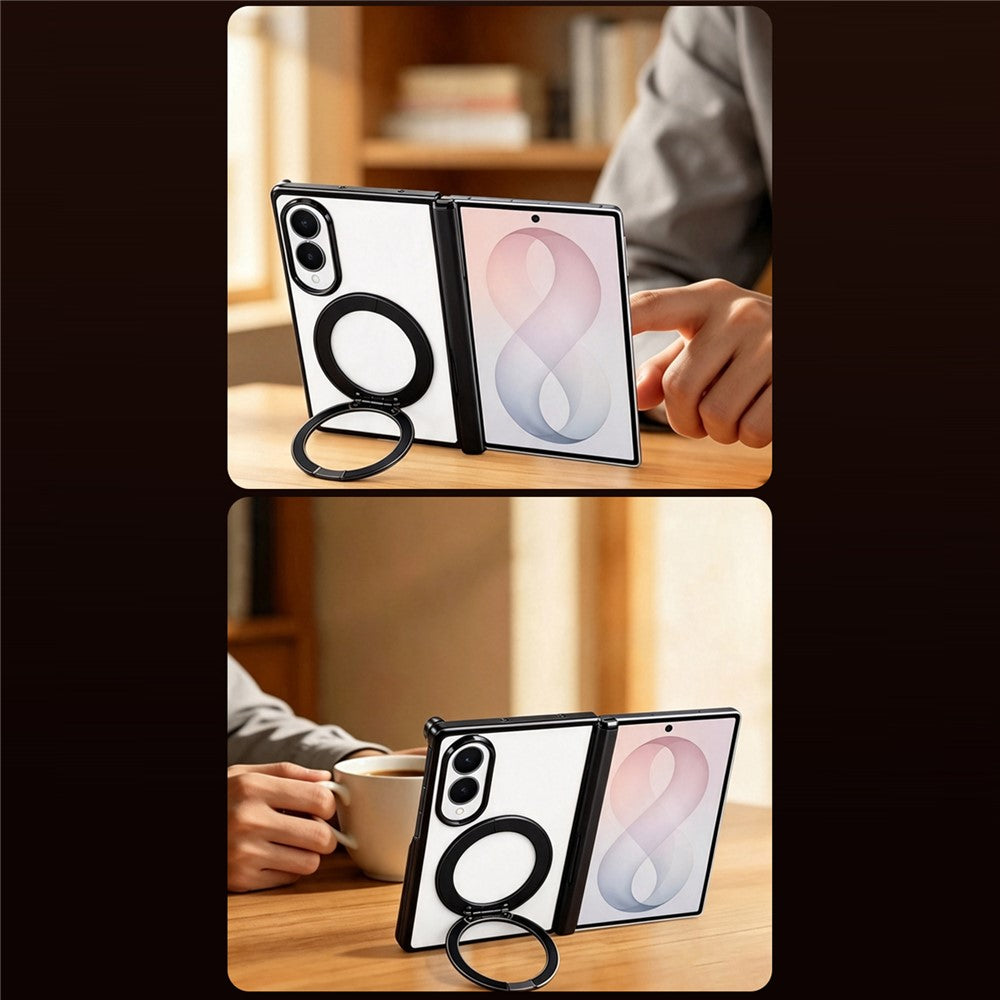 For Samsung Galaxy Z Fold8 Case Magnetic Rotating Kickstand Clear PC Phone Cover
