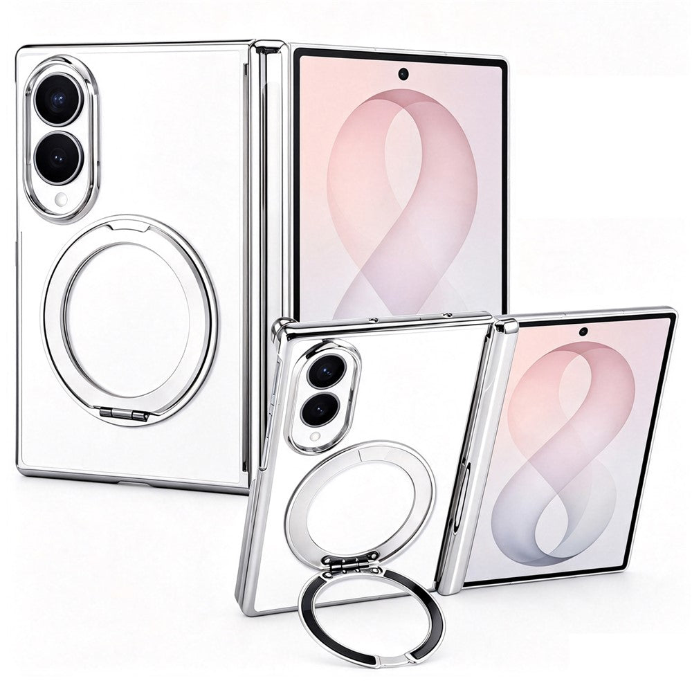 For Samsung Galaxy Z Fold8 Case Magnetic Rotating Kickstand Clear PC Phone Cover