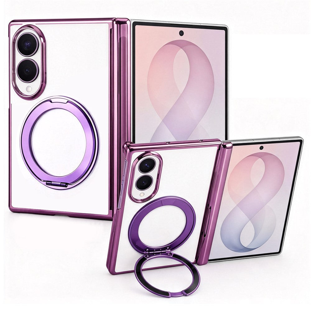 For Samsung Galaxy Z Fold8 Case Magnetic Rotating Kickstand Clear PC Phone Cover
