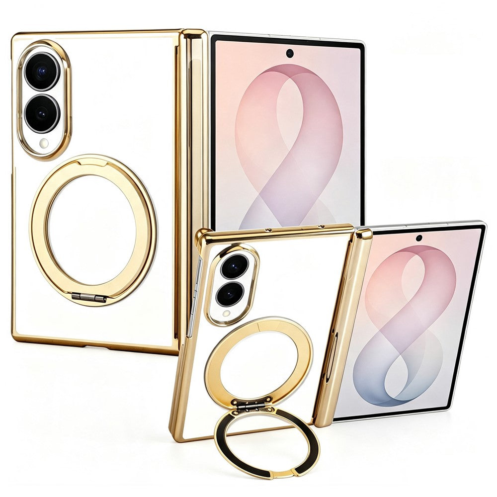 For Samsung Galaxy Z Fold8 Case Magnetic Rotating Kickstand Clear PC Phone Cover