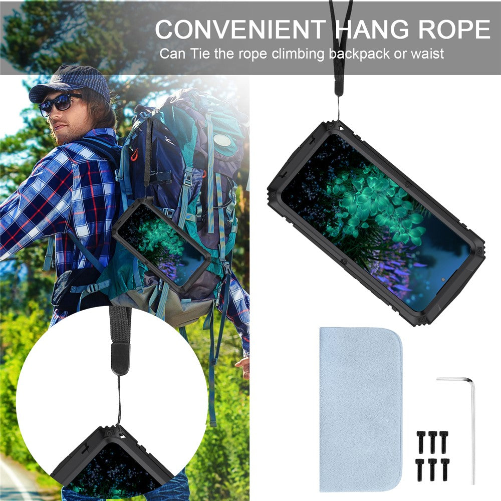 R-JUST För Samsung Galaxy S23+ Vattentätt Fallsäkert Skal Stödjande Bakstycke med Härdat Glas