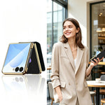 For Samsung Galaxy Z Flip8 Case PU + PC Protective Phone Cover with Finger Holder